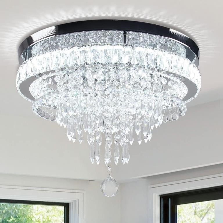 Modern Crystal Chandelier LED  6500K Cool  19.7 fo