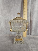 JEANNETTE GLASS WEDDING BOWL WITH LID CANDY DISH