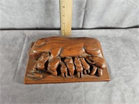 WOOD CARVED PIG 8.5" x 5"