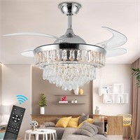 $154  Crystal Ceiling Fan with Light 42Inch Crysta