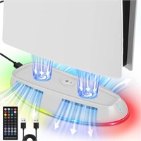 PS5 Stand with Cooling Fan  LED Light  IR Remote