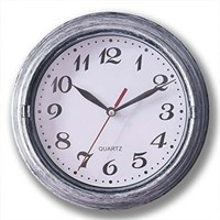 8  Silent Wall Clock 8 Inches Quartz  Silver  Larg