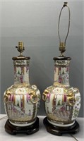 Pr Tall, Fine Old Chinese Vase Converted , Lamps