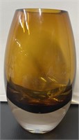 Fine MCM Orange & Clear Art Glass Vase