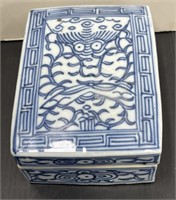 Interesting Chinese Blue in White Porcelain Box