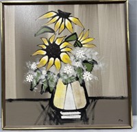 Sunflowers, Mid Century Modern Painting