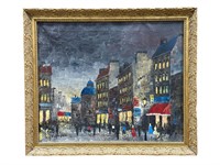 Artist Signed Oil on Canvas of Cityscape