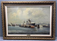 Ship/Harbor Oil Paining by Ardri Verveen