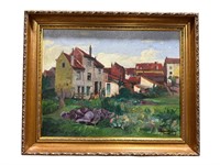 Oil on Canvas of Village by Charles Lebon