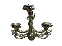 Antique Winged Mermaid 3 Candle Brass Sconce