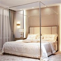 Queen  AIKASY Queen Stainless Steel Canopy Bed Fra