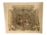 Antique Needlework Cushion Mounted on Canvas