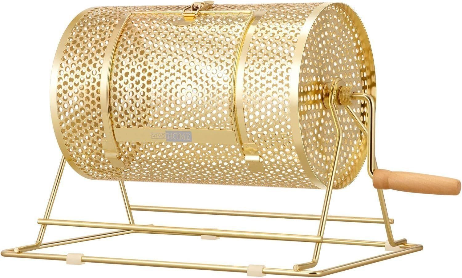 VIVOHOME 16"x12" Brass Plated Raffle Drum Lottery