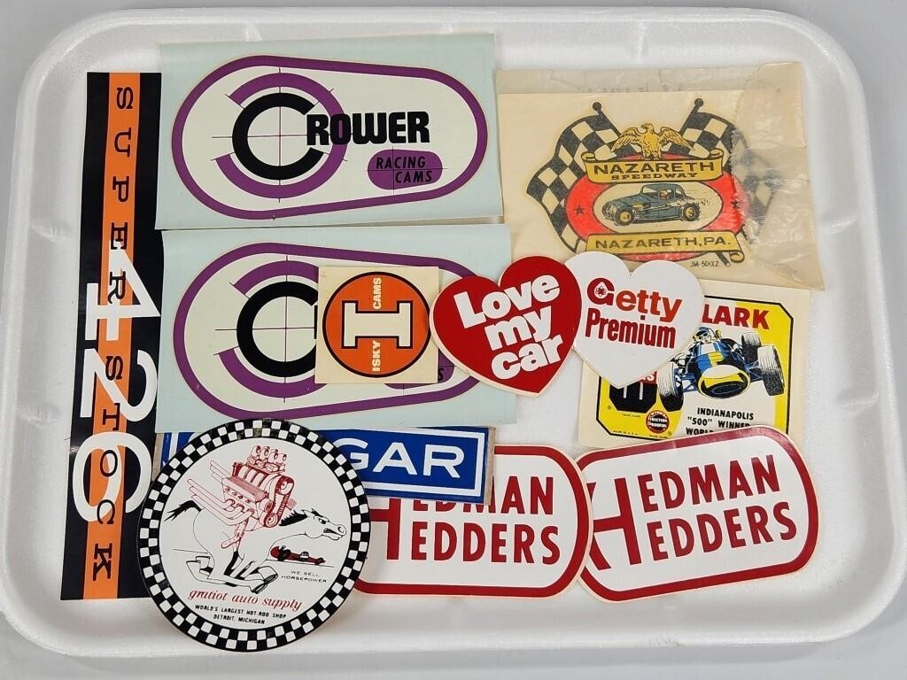 ASSORTMENT OF VINTAGE CAR DECAL STICKERS