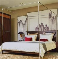 California King  Mengersi Canopy Bed Frame  Stainl