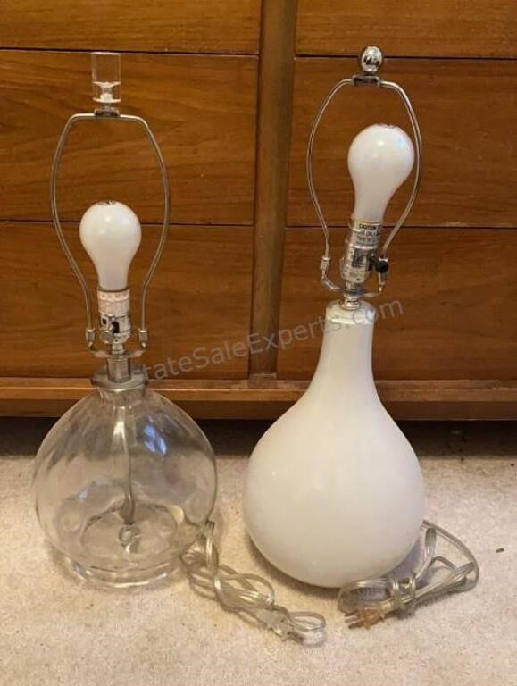 Glass Lamps White one has loose top