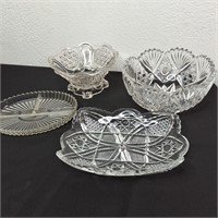 4 PIECE GLASSWARE LOT