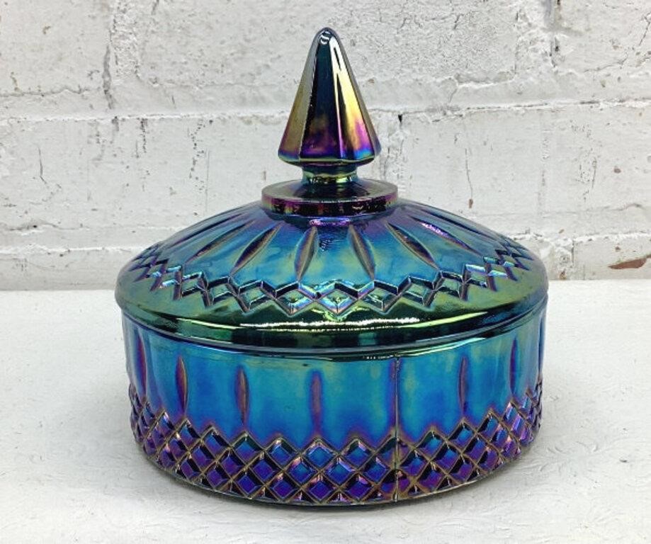 6" Carnival Glass Covered Candy Dish
