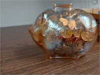 glass coin bank full