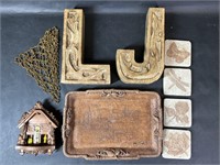 Yellowstone Carved Wood Tray, Carved Letters