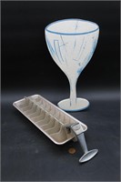 Retro Champagne Plaque & Vtg. Aluminum Ice Tray