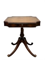 Antique Leather Top Occasional Table