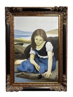 Oil on Canvas of Girl and Crab