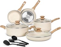 MICHELANGELO White Pots and Pans Set Nonstick Cook