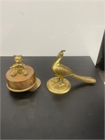 Antique brass music box and wild bird