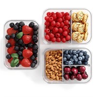 3 Pack Glass Meal Containers  34 Oz  Leak Proof Li
