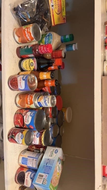 Unopened cans food, condiments