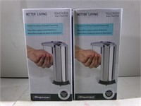 Two touchless soap dispensers