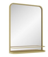 Framed Hook Wall Bathroom Vanity Mirror with Shelf