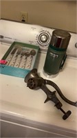 Stanley thermos,antique universal meat grinder,