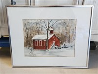 Red Church  Watercolor By Joan olson