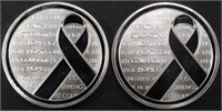 (2) 1 OZ .999 SILVER AWARENESS RIBBON ROUNDS