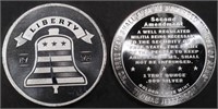 (2) 1 OZ .999 SILVER BELL & 2ND AMENDMENT ROUNDS