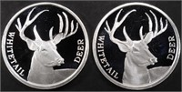 (2) 1 OZ .999 SILVER WHITETAIL DEER ROUNDS