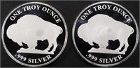 (2) 1 OZ .999 SILVER BUFFALO ROUNDS