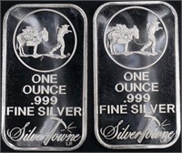 (2) 1 OZ .999 SILVER SILVERTOWNE BARS