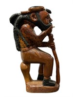 Carved Wood Rasta Jamaican Man Statue