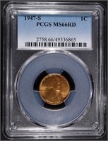 1947-S LINCOLN CENT PCGS MS66RD