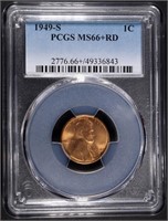 1949-S LINCOLN CENT PCGS MS66+RD