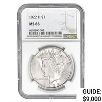 1922-D Silver Peace Dollar NGC MS66