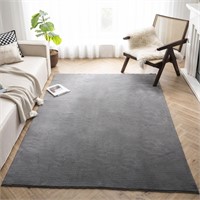 Soft Area Rug for Bedroom  5'x7' Grey Washable Rug