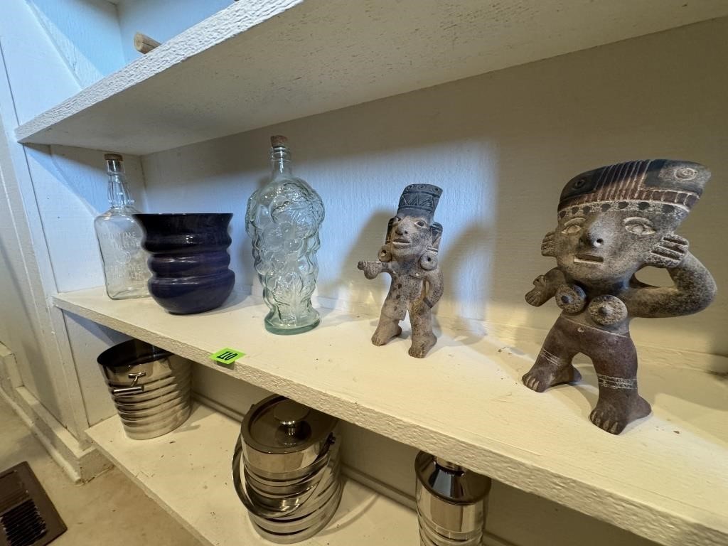 Glass bottles and Statues