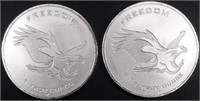 (2) 1 OZ .999 SILVER STATUE OF LIBERTY ROUNDS