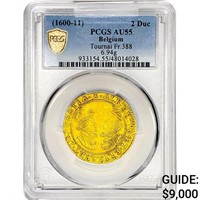 1600-11 Belgium .24480oz Gold 2 Ducat PCGS AU55