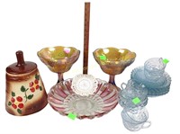 Carnival fruit vases, large glass bowl, clear