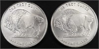 (2) 1 OZ .999 SILVER BUFFALO ROUNDS